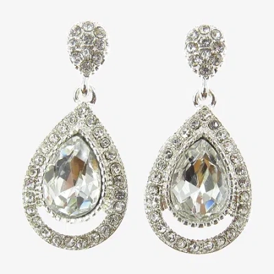 Vieste Rosa Womens Crystal Round Drop Earrings In Silver