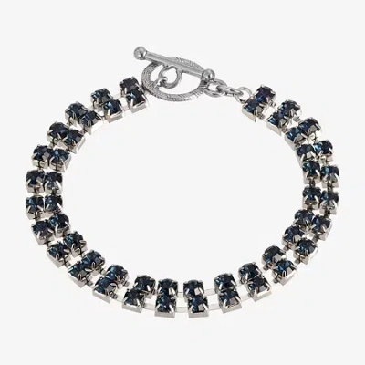 1928 Jewelry 1928 Silver Tone Womens Blue Crystal Tennis Bracelet In Blue