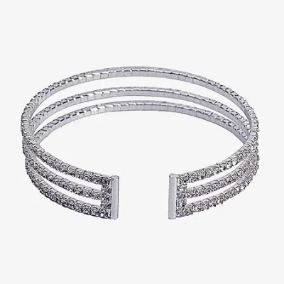 Vieste Rosa Womens Crystal Cuff Bracelet In Silver