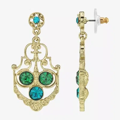 1928 Jewelry 1928 Gold Tone Womens Green Crystal Drop Earrings In Multi