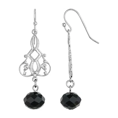 1928 Jewelry 1928 Silver Tone Drop Earrings In Black