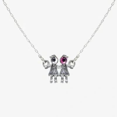 1928 Jewelry 1928 Girls Holding Hands Womens Pink Crystal Alloy 16 Inch Pendant Necklace In Metallic