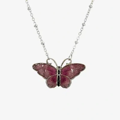 1928 Jewelry 1928 Womens Alloy Butterfly 16 Inch Pendant Necklace In Metallic