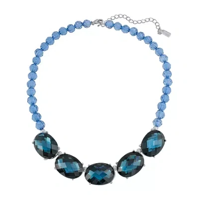 1928 Jewelry 1928 Silver Tone Womens Blue 16 Inch Collar Necklace In Blue
