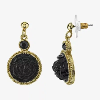 1928 Jewelry 1928 Gold Tone Flower Drop Earrings In Black