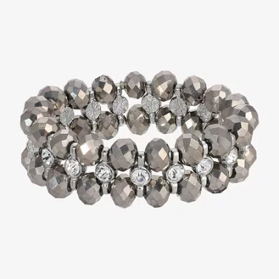 1928 Jewelry 1928 Silver-tone Womens Crystal Stretch Bracelet In Metallic