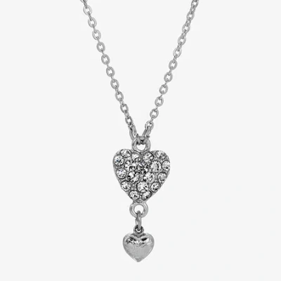 1928 Jewelry 1928 Silver Tone Womens Crystal Alloy Heart 16 Inch Pendant Necklace In White