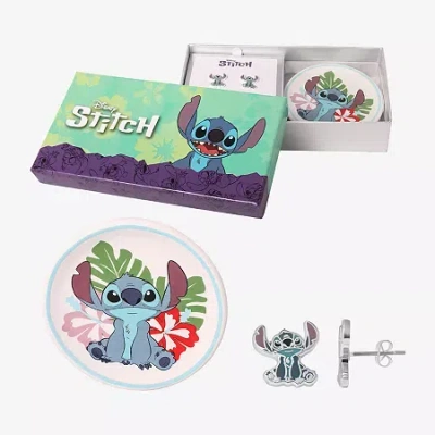 Disney Classics Womens Pure Silver Over Brass Lilo & Stitch 2-pc. Jewelry Set In Transparent