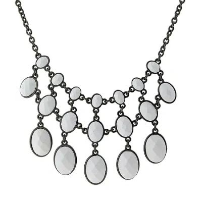 1928 Jewelry 1928 Black Tone 16 Inch Link Collar Necklace In White