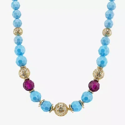 1928 Jewelry 1928 Gold Tone 16 Inch Beaded Necklace In Blue