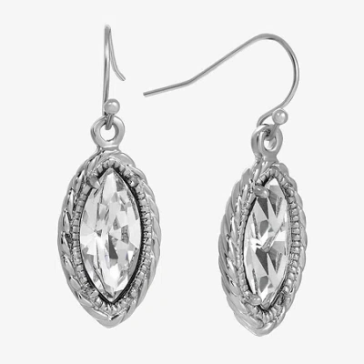 1928 Jewelry 1928 Silver Tone Womens Crystal Marquise Drop Earrings In White