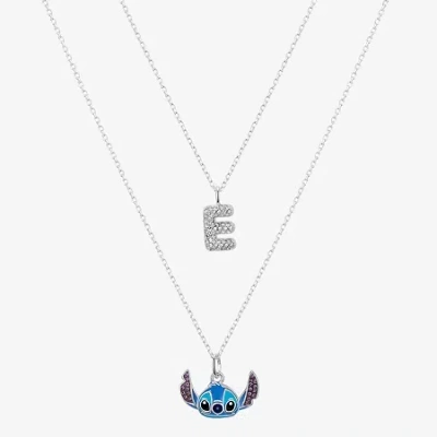 Disney Classics Initial Womens Crystal 2-pc. Necklace Set In Transparent