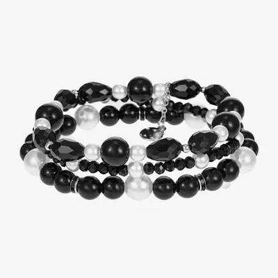 Mixit Silver Tone Womens 3-pc. Bracelet Set In Black