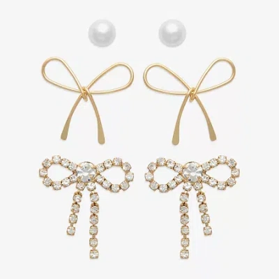 Mixit Womens Simulated Pearl Hypoallergenic 3 Pair Earring Set In Yellow