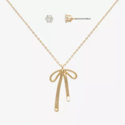 Mixit Womens Cubic Zirconia Bow Hypoallergenic 2-pc. Jewelry Set In Yellow