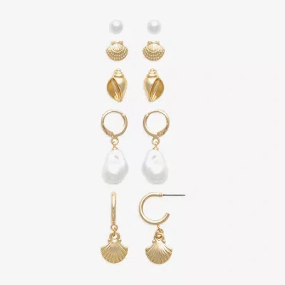 Mixit Womens Simulated Pearl Hypoallergenic 5 Pair Earring Set In Yellow