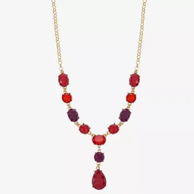 Mixit Gold Tone & Red Womens 17 Inch Y Necklace In Red
