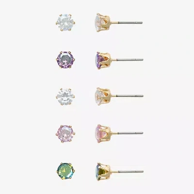 Mixit Womens Hypoallergenic 5 Pair Earring Set In Gold