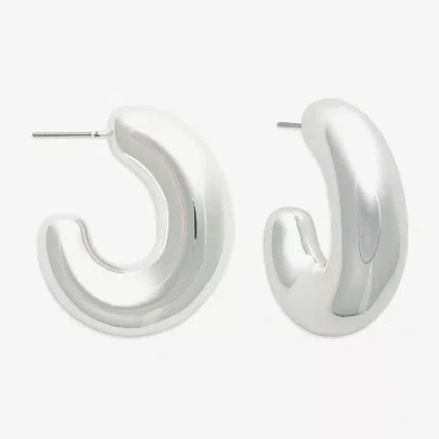 Bold Elements Womens 10.4mm Hoop Earrings In Metallic