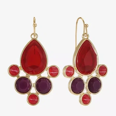 Mixit Gold Tone & Red Womens Chandelier Earrings In Red