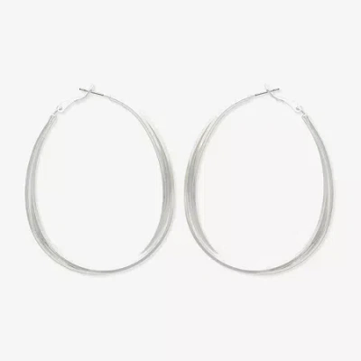 Bold Elements Womens Stainless Steel 53.3mm Hoop Earrings In Silver