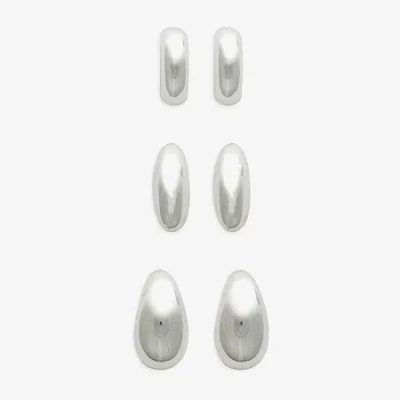 Mixit Womens 3 Pair Earring Set In Silver