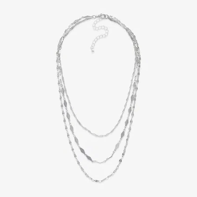 Mixit Silver Tone Multi Strand Womens 16 Inch Fashion Chain Necklace In Silver