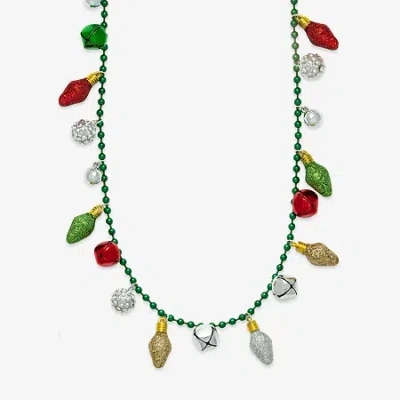 Mixit Holiday Light Bulbs And Bells Womens 30 Inch Beaded Necklace In Multi