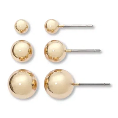 Mixit Womens Ball Hypoallergenic 3 Pair Earring Set In Gold