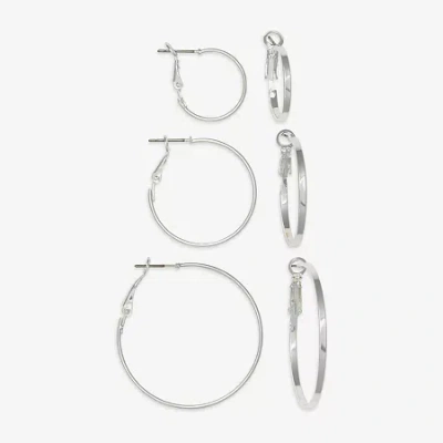 Mixit Womens Stainless Steel 3 Pair Earring Set In Gray