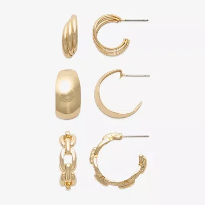 Mixit Womens Hypoallergenic 3 Pair Earring Set In Yellow