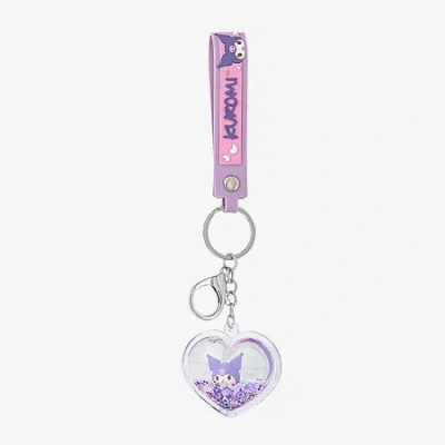 Hello Kitty Kuromi Purple Heart Liquid Keychain In Purple