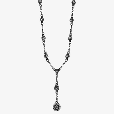Mixit Black Womens Gray Glass 17 Inch Y Necklace In Metallic
