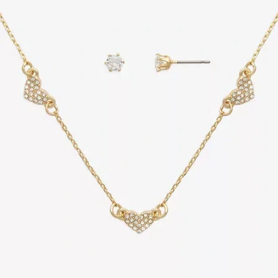 Mixit Womens Cubic Zirconia Heart Hypoallergenic 2-pc. Jewelry Set In Gold