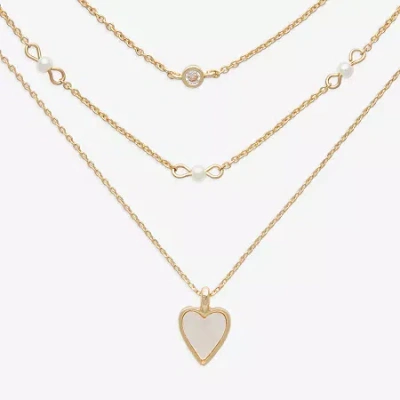 Mixit Womens Cubic Zirconia Heart Hypoallergenic 3-pc. Necklace Set In Gold