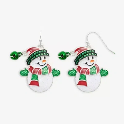Mixit Snowman Womens Drop Earrings In White