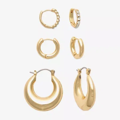 Mixit Womens 3 Pair Earring Set In Gold