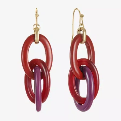 Mixit Gold Tone & Red Womens Drop Earrings In Red