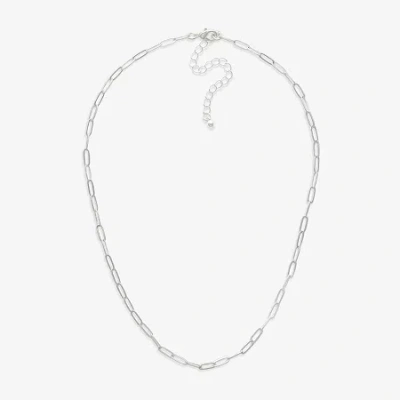 Mixit Womens Hypoallergenic 18 Inch Paperclip Chain Necklace In White