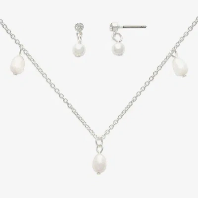 Mixit Womens Glass Hypoallergenic 2-pc. Jewelry Set In White