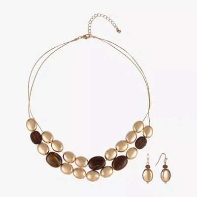 Mixit Gold Tone Womens 2-pc. Jewelry Set In Brown