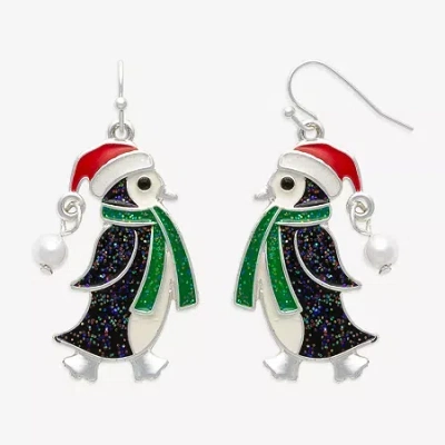 Mixit Holiday Penguin Womens Drop Earrings In Blue