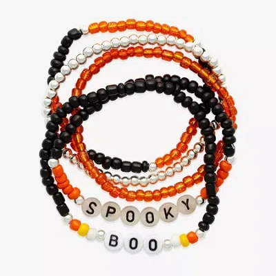 Mixit Halloween Spooky Womens 5-pc. Black Glass Bracelet Set In Multi