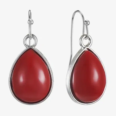 Mixit Silver Tone Womens Red Drop Earrings In Red