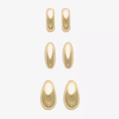 Mixit Womens 3 Pair Earring Set In Burgundy