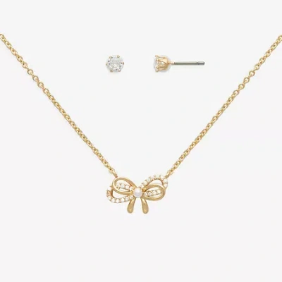 Mixit Womens Cubic Zirconia Bow Hypoallergenic 2-pc. Jewelry Set In Gold