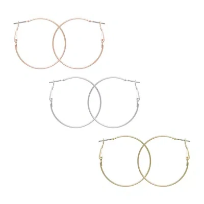 Mixit Womens 3 Pair Earring Set In Silver