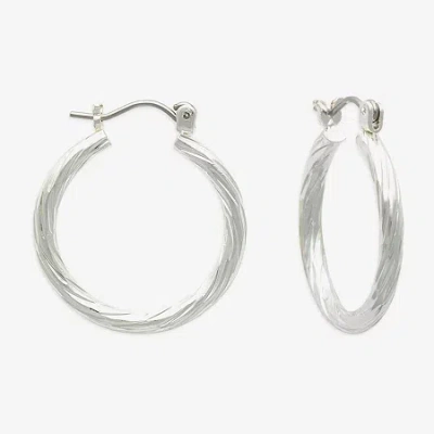 Mixit Womens Stainless Steel 24mm Hypoallergenic Hoop Earrings In Silver