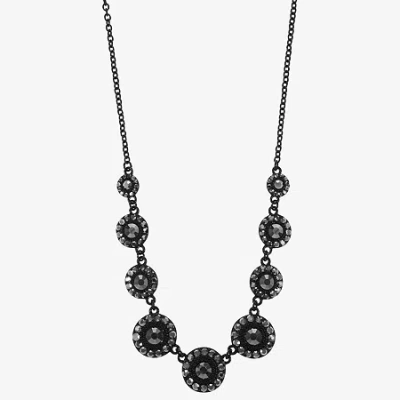 Mixit Black Womens Gray 17 Inch Collar Necklace In Black