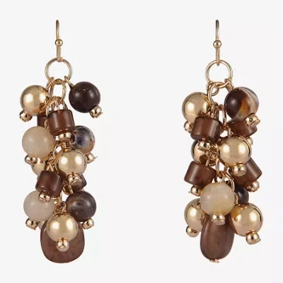 Mixit Gold Tone Womens Drop Earrings In Brown